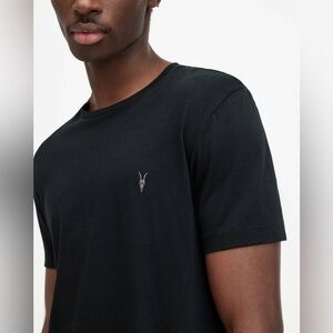 All Saints T-Shirt Men’s Large Tonic Crew Neck Ramskull Black T-Shirt